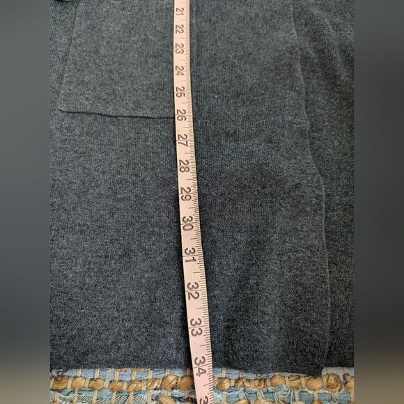 Open Front Cardigan Gray Black Embroidery Longline Sweater Coat *flaws* - Picture 4 of 10